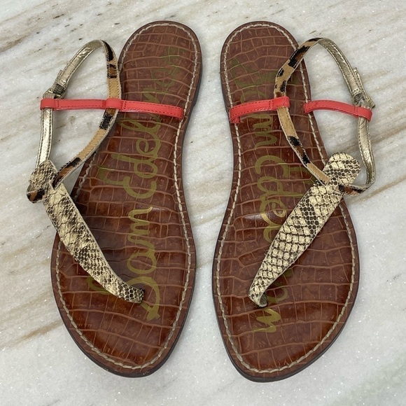 Sam Edelman sandals thong strap sz 10.5 Gigi snakeskin - Picture 1 of 6